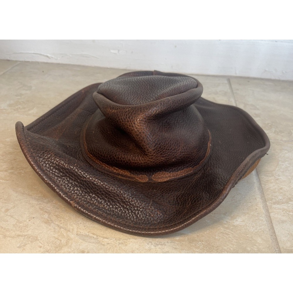 Henschel Coyote Leather Walker Cowboy Hat Brown Size M 7-7 1/8" NO HAT BAND